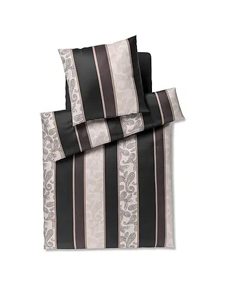 JOOP | Satin Bettwäsche PAISLEY STRIPES 70x90cm/140x220cm Dkl Rot | schwarz